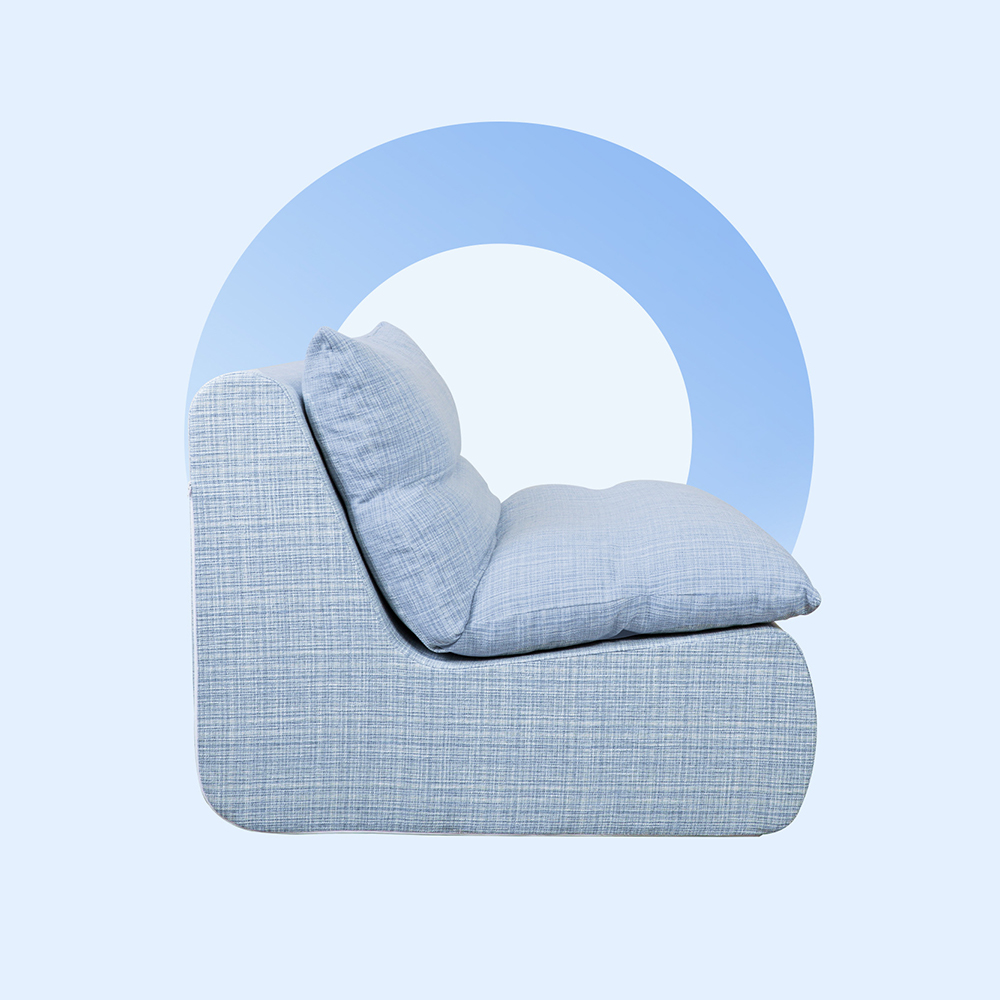Niebieska pojedyncza sofa z wyjmowanym wypełnieniem z gąbki Niebieska pojedyncza sofa z wyjmowanym wypełnieniem z gąbki