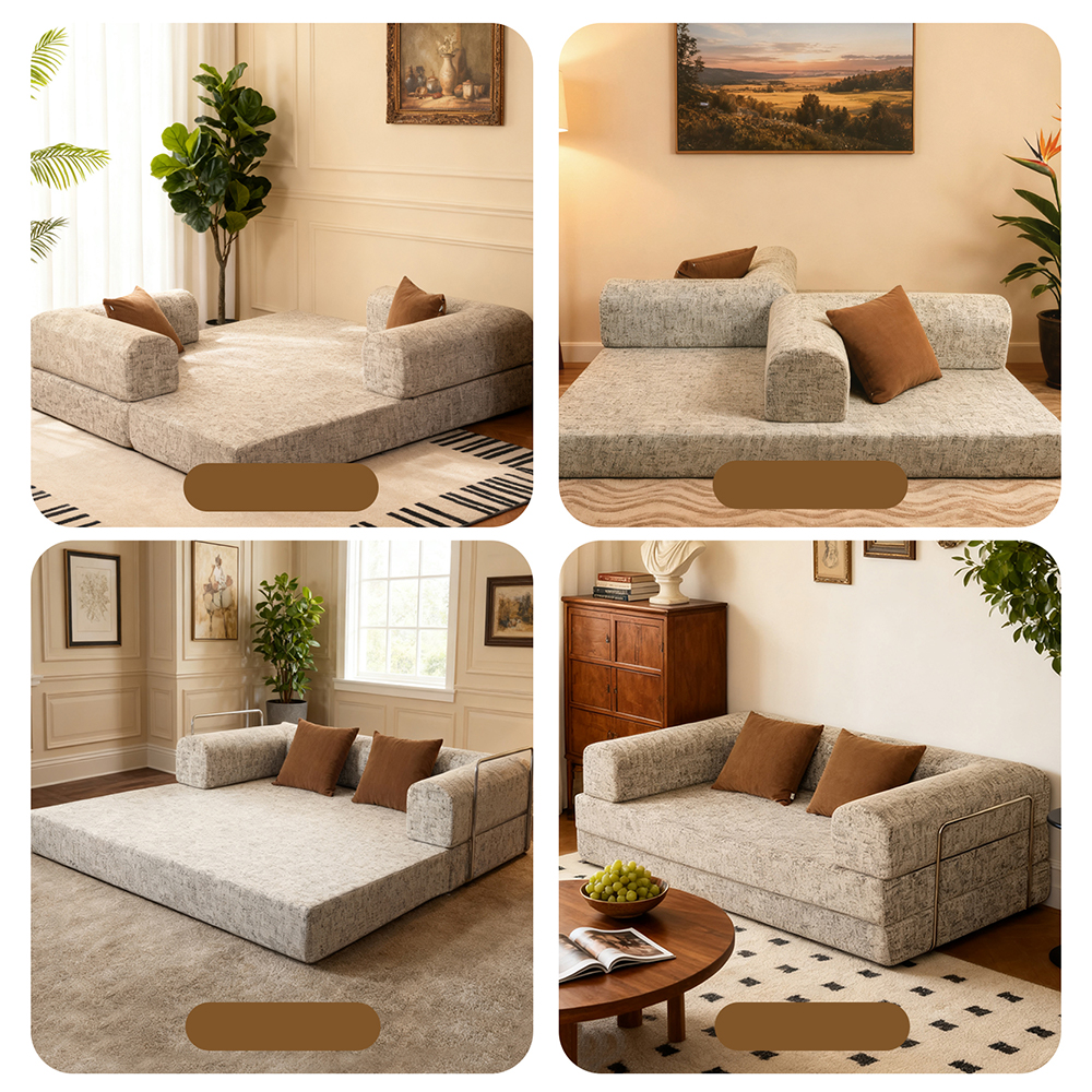 Półzamknięta podwójna sofa w kształcie litery U